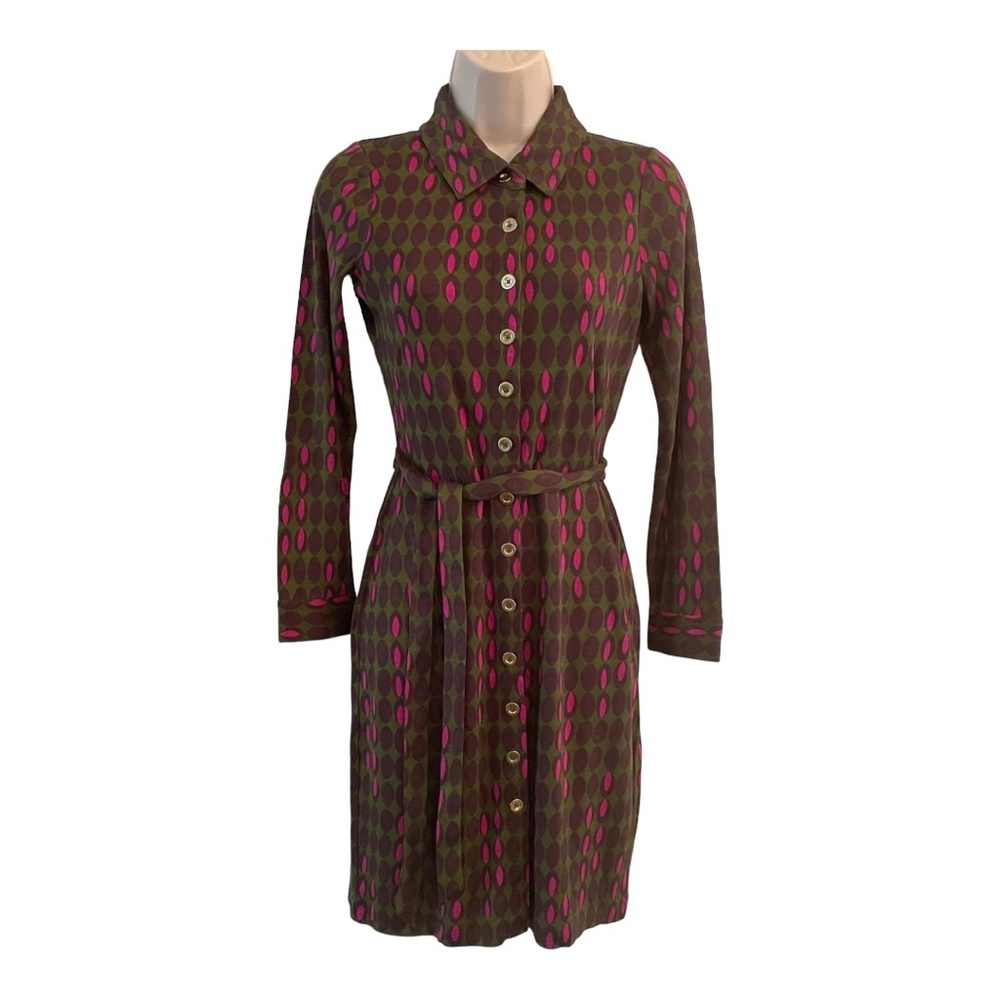 Boden Carnaby Jersey Shirt Dress 2P olive retro